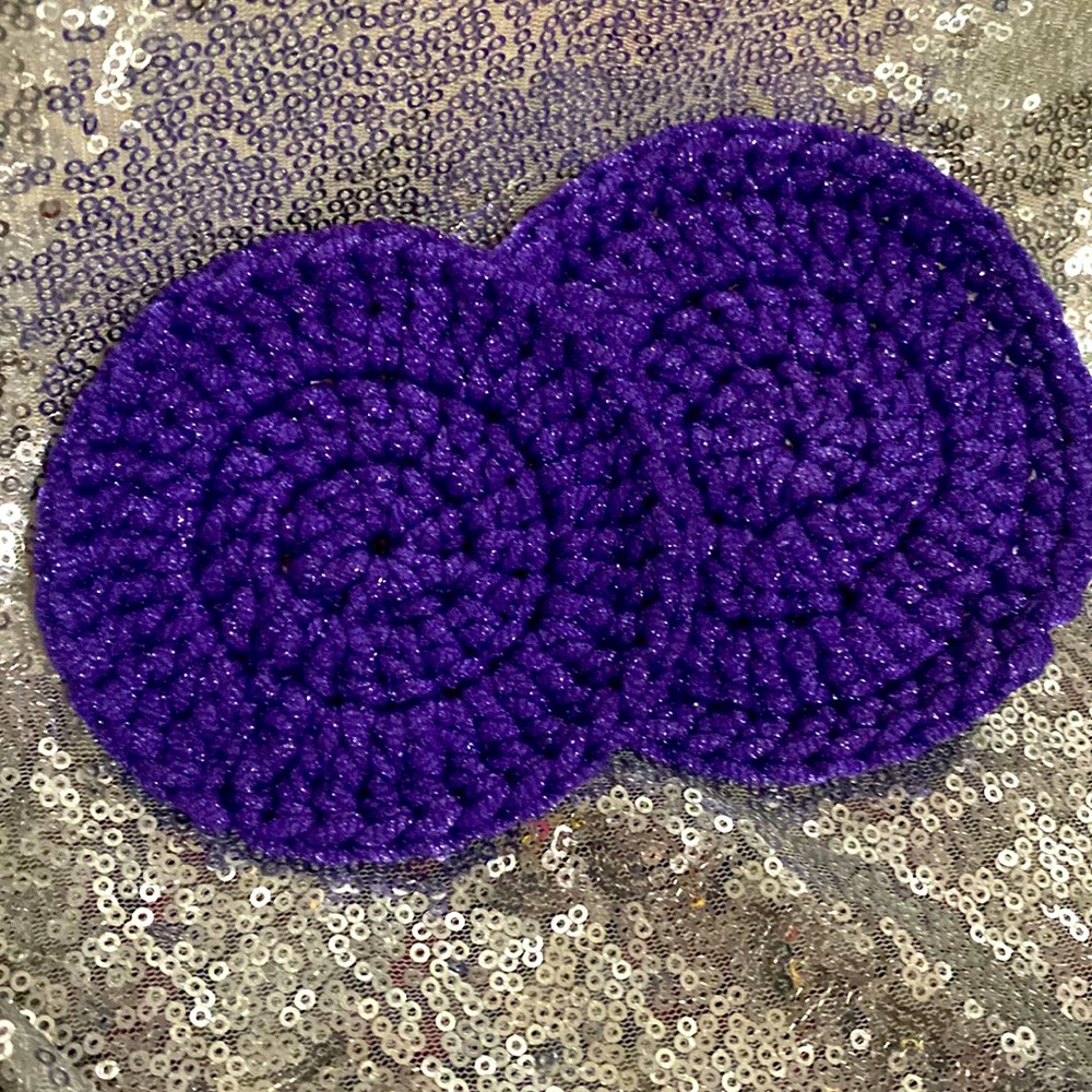 NWOT Handmade 2 crocheted scrubby purple